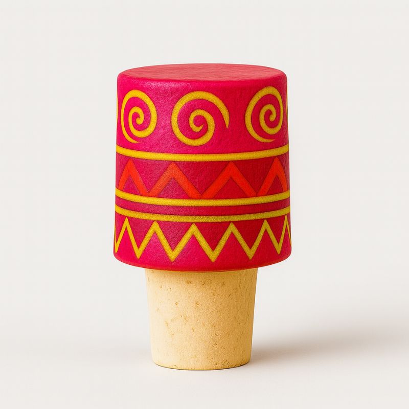 Tapón para botella pintadas a mano con técnica alebrije por artesanos de Tilcajete, Oaxaca.