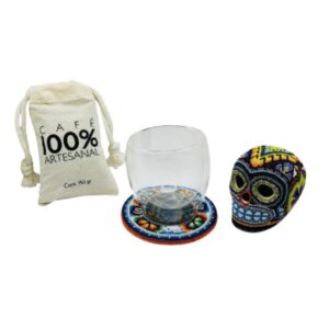 SET PERSONAL CAFETERO CON CALAVERA HUICHOL