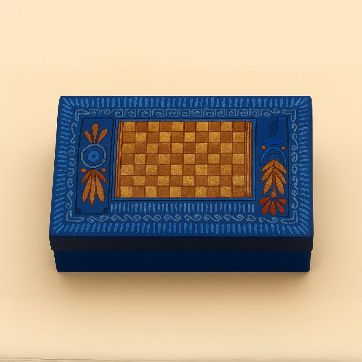 Caja de madera con tapa pintada a mano con técnica alebrije por artesanos de Tilcajete, Oaxaca.